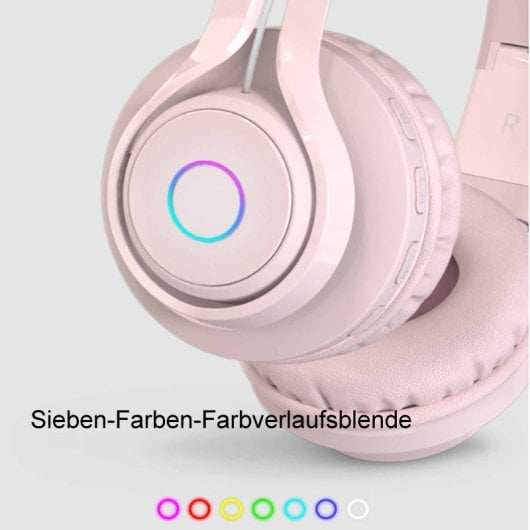 Kinsi BT06C Auriculares Inalámbricos Bluetooth Infantiles Student Music Sync Glow Rosa