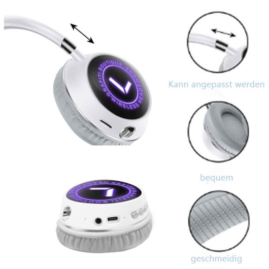 Kinsi K69 Auriculares Inalámbricos Bluetooth con Linterna Negros