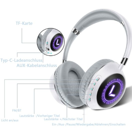 Kinsi K69 Auriculares Inalámbricos Bluetooth con Linterna Negros