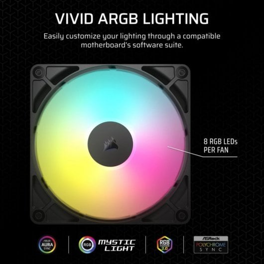 Corsair RS140 ARGB Pack Doble Ventilador Suplementario PWM 140mm Negro