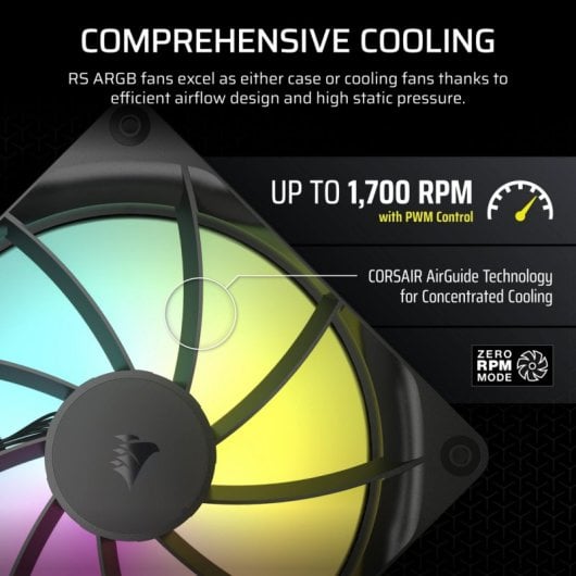 Corsair RS140 ARGB Pack Doble Ventilador Suplementario PWM 140mm Negro