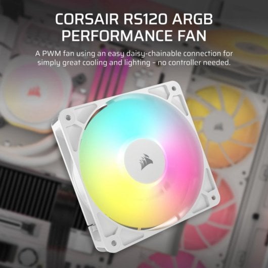 Confezione tripla di ventole CORSAIR RS120 ARGB PWM da 120 mm – Bianco