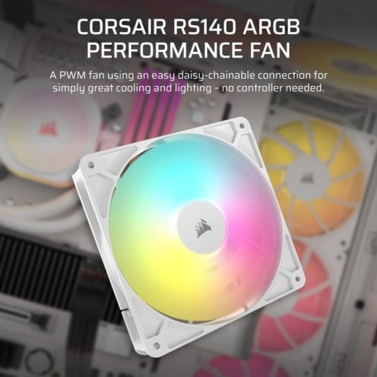 Corsair RS140 ARGB Pack Doble Ventilador Suplementario PWM 140mm Blanco