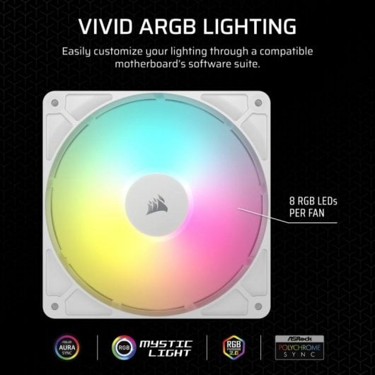 Corsair RS140 ARGB Pack Doble Ventilador Suplementario PWM 140mm Blanco
