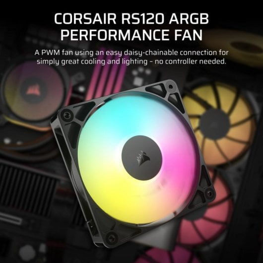 Corsair RS120 ARGB Ventilador Suplementario PWM 120mm Negro