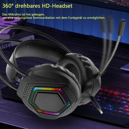 Kinsi HS601 Auriculares Gaming RGB Negros