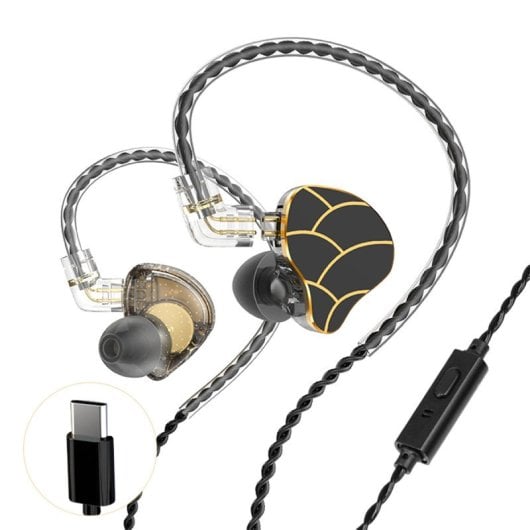 Kinsi H818 Auriculares de Botón InEar Negros/Dorados
