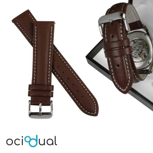 Cintura in cuero marrone scuro 20mm Ociodual con fibbia in acciaio inossidabile