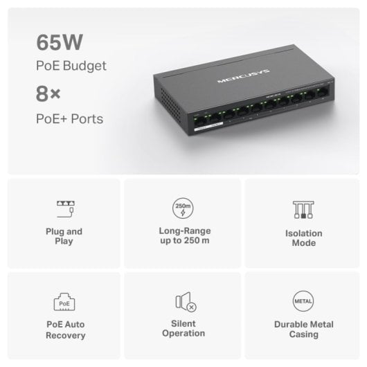 Mercusys MS110P Switch Gerido 10/100 com 10 Portas PoE