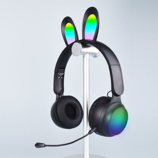 Kinsi ST-81M Auriculares Inalámbricos Bluetooth con Orejas de Conejo Negros