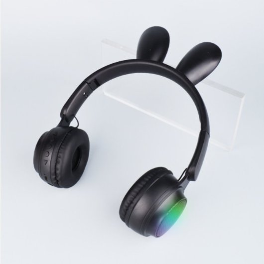 Kinsi ST-81M Auriculares Inalámbricos Bluetooth con Orejas de Conejo Negros