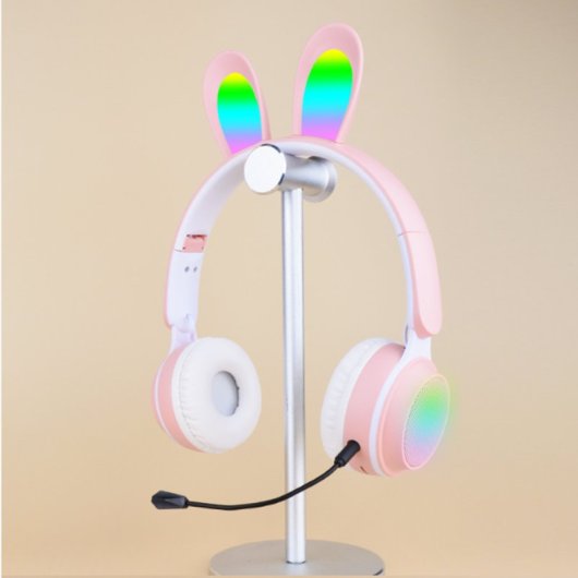 Kinsi ST-81M Auriculares Inalámbricos Bluetooth con Orejas de Conejo Rosas