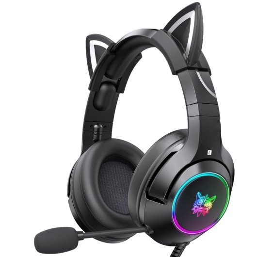 Kinsi K9 Auriculares Gaming RGB con Orejas Negros