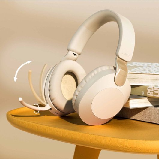 Kinsi MS-B2 Auriculares Inalámbricos Bluetooth de Oficina con Micrófono Plegable Giratorio Rojos