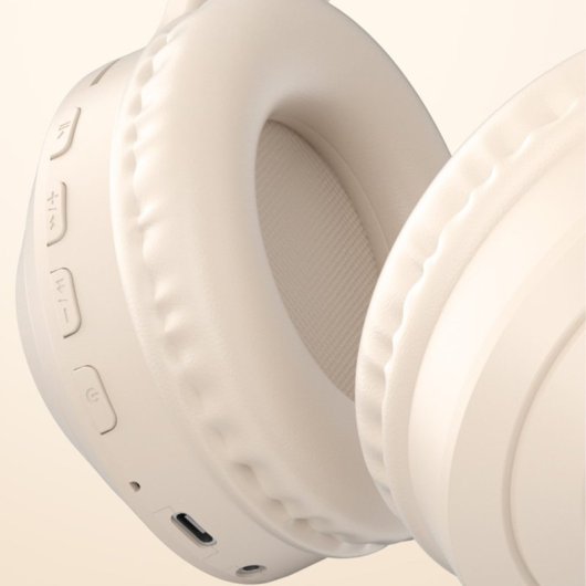 Kinsi H&SV5 Auriculares Inalámbricos Bluetooth/Jack3.5/USB-C/Tarjeta TF Crema