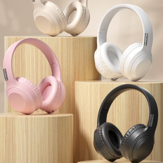 Kinsi H&SV5 Auriculares Inalámbricos Bluetooth/Jack3.5/USB-C/Tarjeta TF Crema