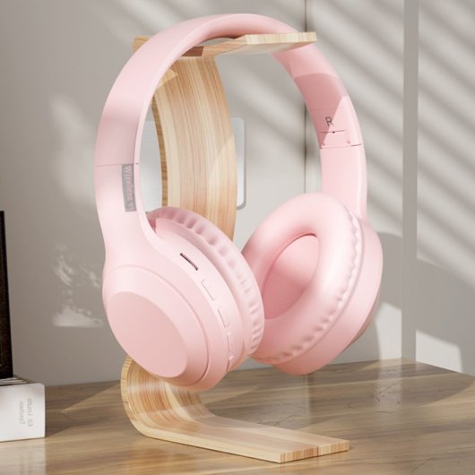 Kinsi H&SV5 Auriculares Inalámbricos Bluetooth/Jack3.5/USB-C/Tarjeta TF Rosas
