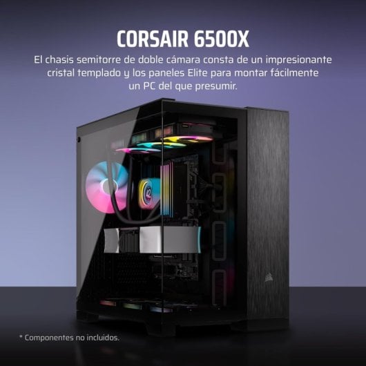 Corsair 6500X Semitorre ATX Doble Cristal Templado USB-C Negro Obsidiana