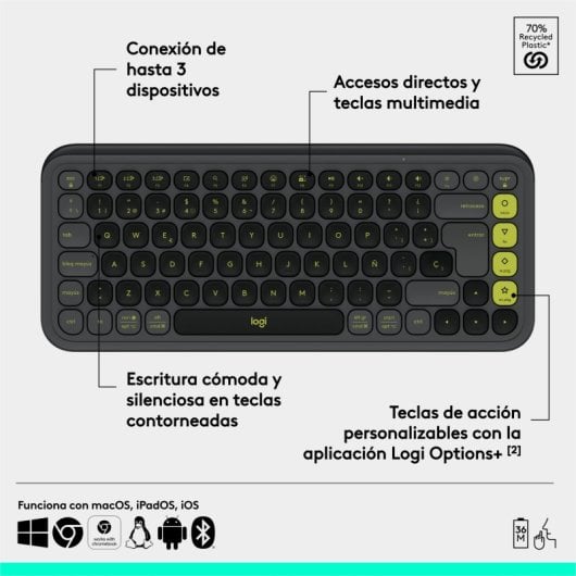 Logitech Pop Icon Keys teclado Inalámbrico Bluetooth Grafito