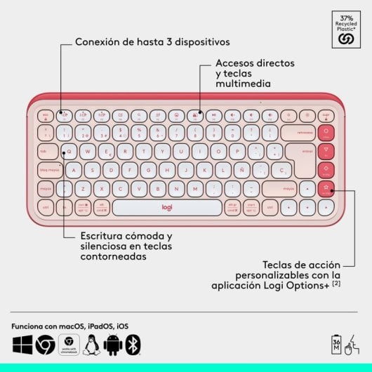 Logitech Pop Icon Combo Pack Teclado + Rato Sem Fio Rosa