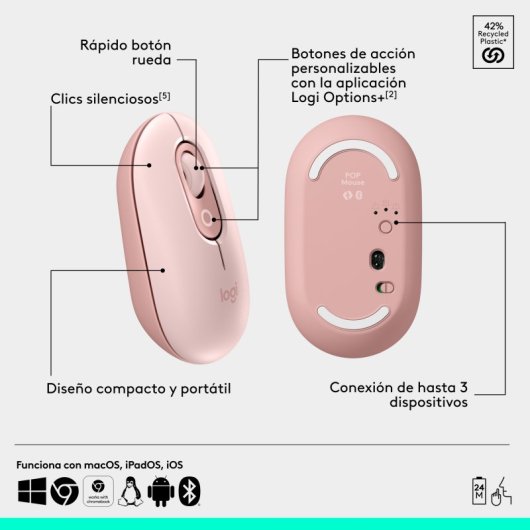 Pack combiné clavier et souris sans fil Logitech Pop Icon rose