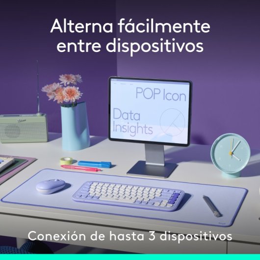 Pack combiné clavier et souris sans fil Logitech Pop Icon rose