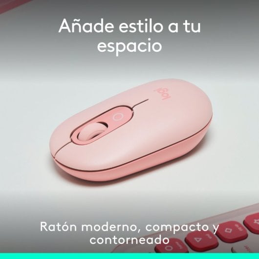 Logitech Pop Mouse Mouse wireless compatto con funzione Emoji personalizzabile, rosa