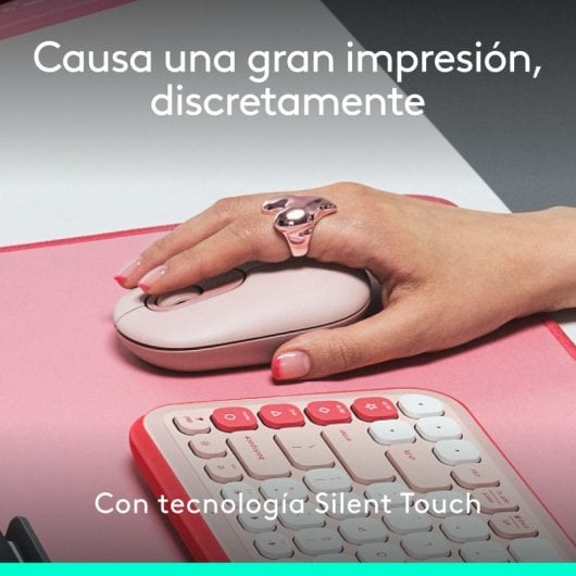 Logitech Pop Mouse Mouse wireless compatto con funzione Emoji personalizzabile, rosa