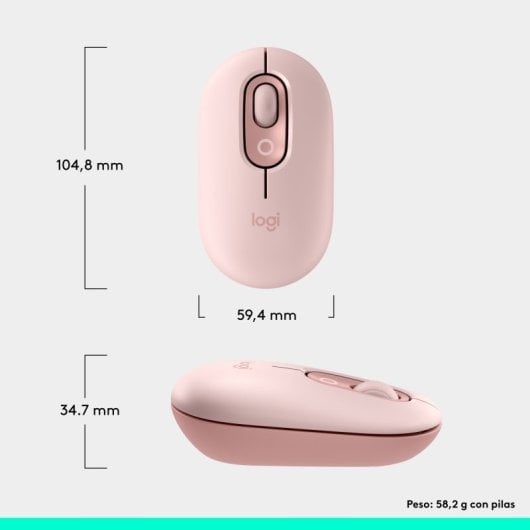 Logitech Pop Mouse Mouse wireless compatto con funzione Emoji personalizzabile, rosa