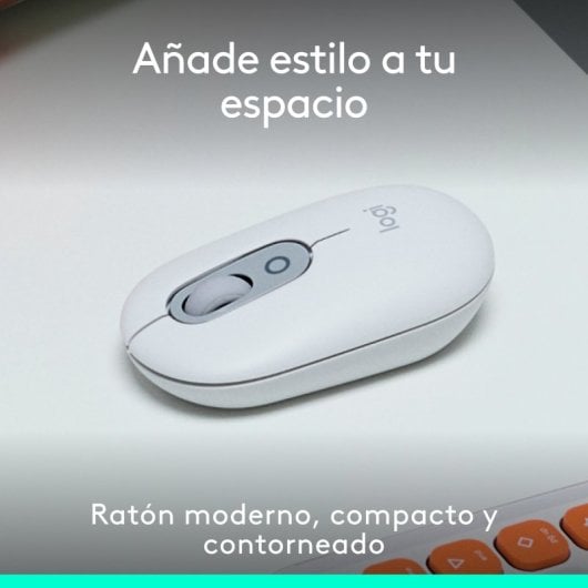 Logitech Pop Mouse Mouse wireless compatto con funzione Emoji personalizzabile Bianco