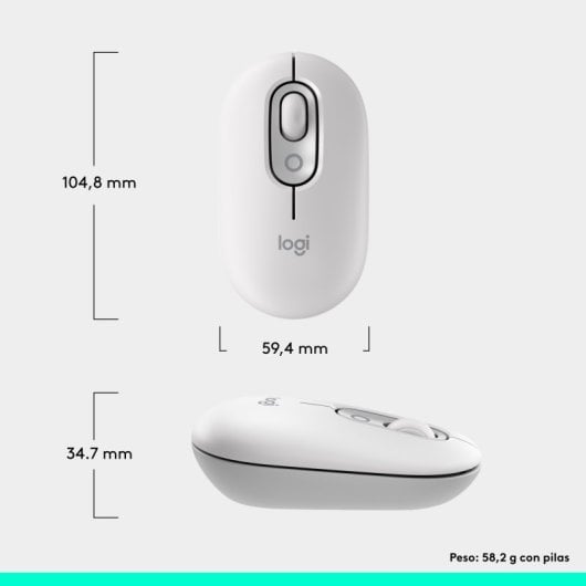 Logitech Pop Mouse Mouse wireless compatto con funzione Emoji personalizzabile Bianco