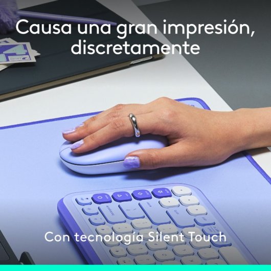Logitech Pop Mouse Mouse wireless compatto con funzione Emoji personalizzabile viola