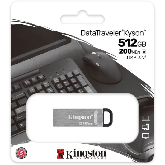 Kingston Technology DataTraveler Kyson Clé USB 512 Go USB Type A 3.2 Gen 1 (3.1 Gen 1) Argent