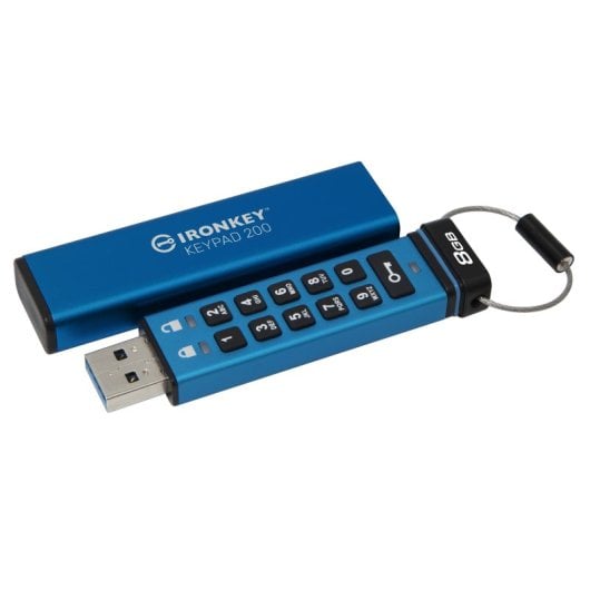 Kingston Technology IronKey Keypad 200 Clé USB 8 Go USB Type A 3.2 Gen 1 (3.1 Gen 1) Bleu