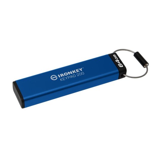 Kingston Technology IronKey Keypad 200 Clé USB 64 Go USB Type A 3.2 Gen 1 (3.1 Gen 1) Bleu