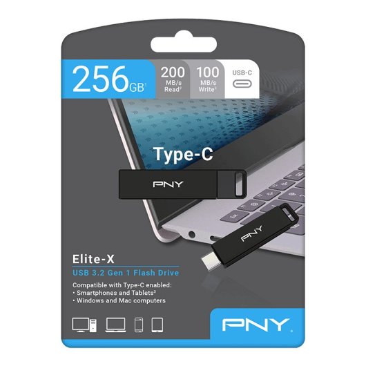 PNY Elite-X Memoria USB 256 GB USB Tipo C Negro