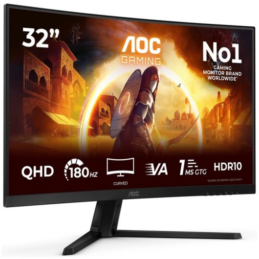AOC G4 CQ32G4VE Monitor PC 81,3 cm (32") 2560 x 1440 Pixel Quad HD LCD Nero, Grigio