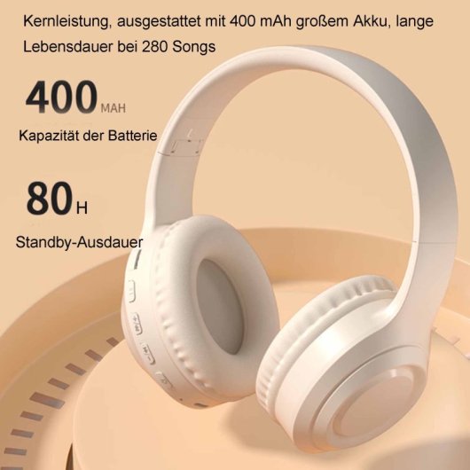 Kinsi V9 Auriculares Gaming con Cable/Bluetooth/Jack3.5/Tarjeta TF Blancos