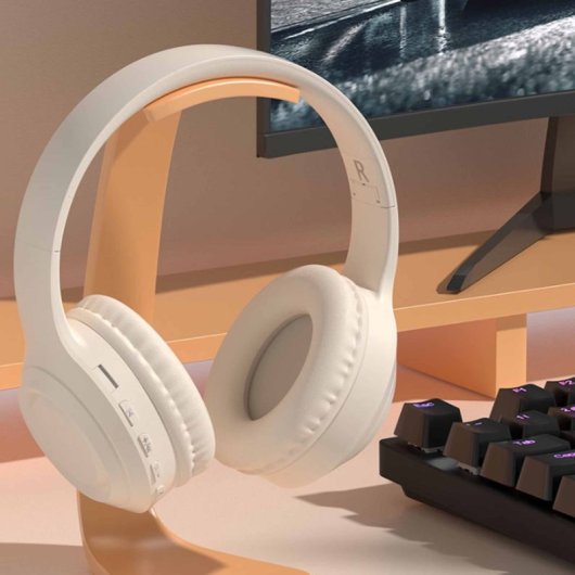 Kinsi V9 Auriculares Gaming con Cable/Bluetooth/Jack3.5/Tarjeta TF Blancos