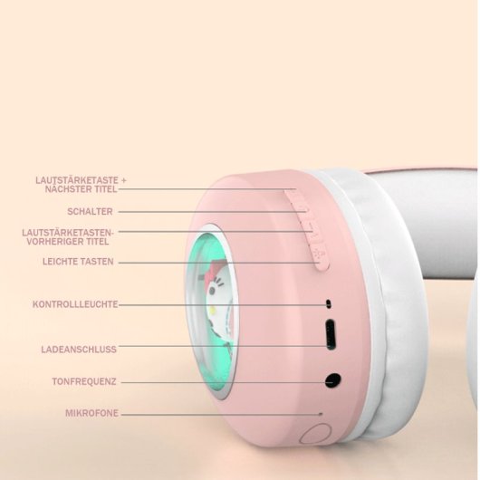 Kinsi ZW-050 Auriculares Inalámbricos Bluetooth Infantiles Luz Led de Colores Negros