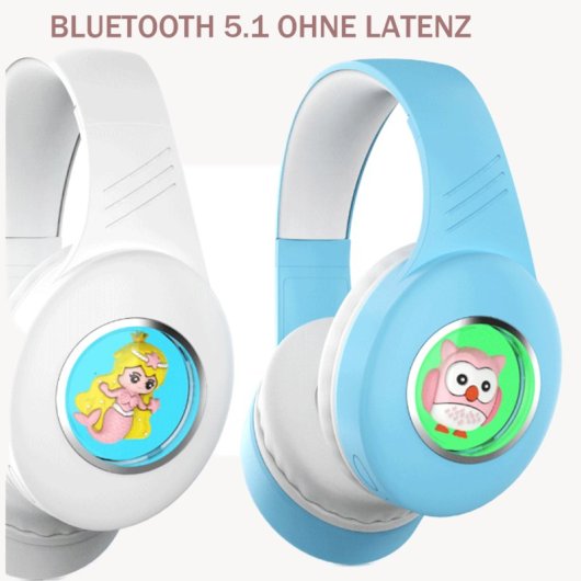 Kinsi ZW-050 Auriculares Inalámbricos Bluetooth Infantiles Luz Led de Colores Negros