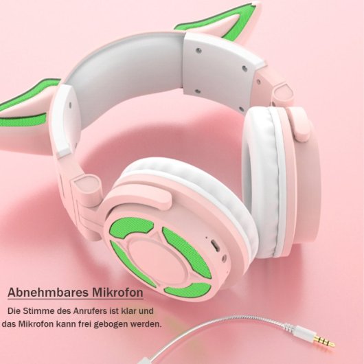 Kinsi YK-069 Auriculares Inalámbricos Gaming con Orejas de Zorro Brillantes Azules