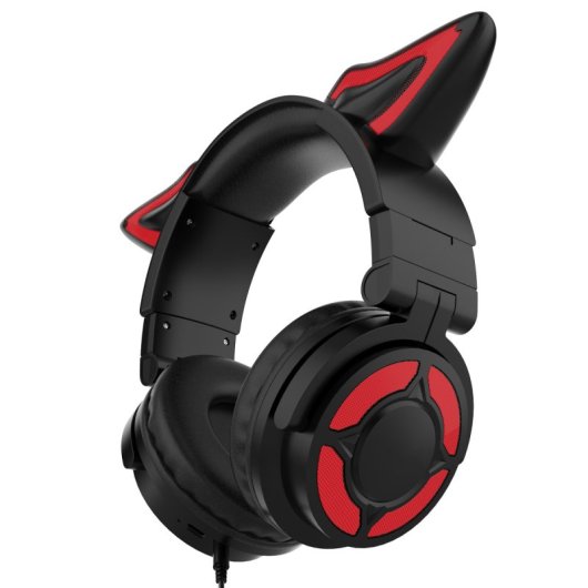Kinsi YK-069 Auriculares Inalámbricos Gaming con Orejas de Zorro Brillantes Negros
