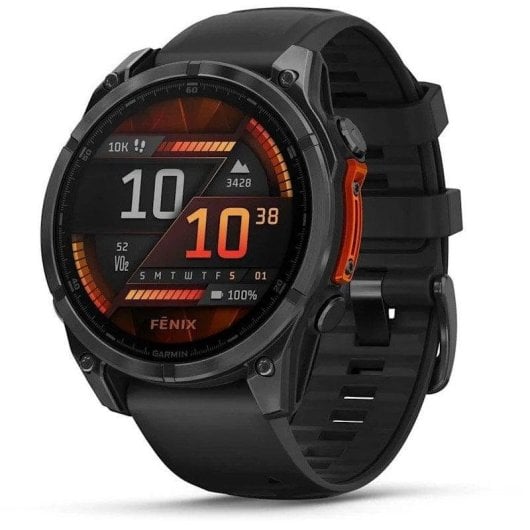 Garmin Fenix 8 Bluetooth GPS NFC 47mm AMOLED Cinzento com Correia Preta Tamanho Único Resistente à Água 10ATM