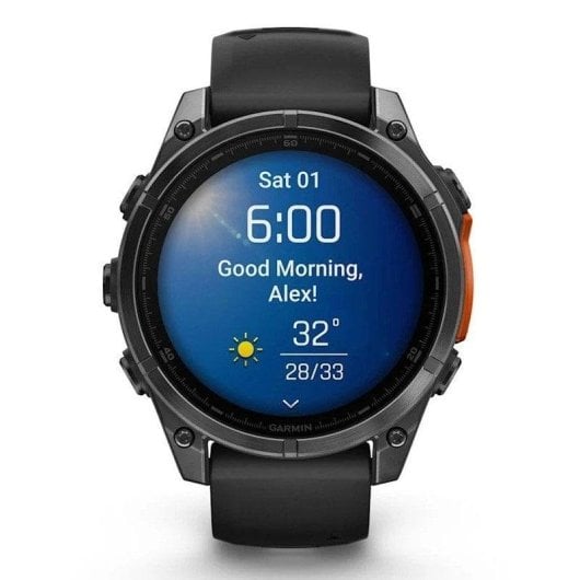 Garmin Fenix 8 Bluetooth GPS NFC 47mm AMOLED Cinzento com Correia Preta Tamanho Único Resistente à Água 10ATM