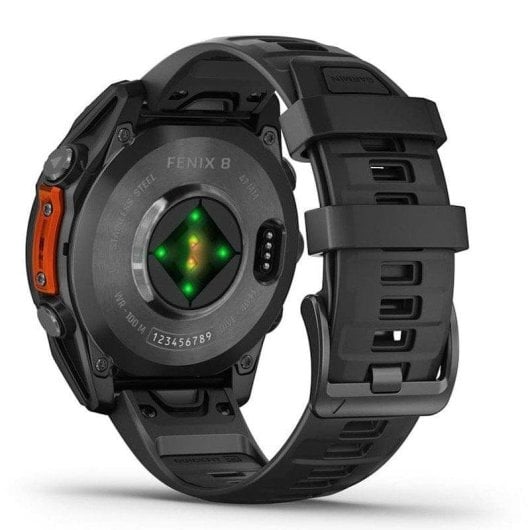Garmin Fenix 8 Bluetooth GPS NFC 47mm AMOLED Cinzento com Correia Preta Tamanho Único Resistente à Água 10ATM