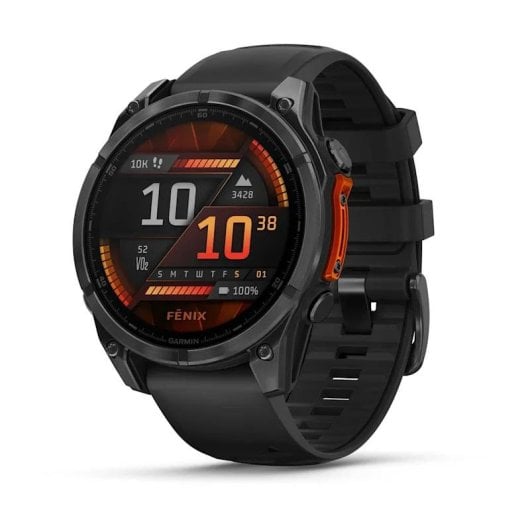 Garmin Fenix 8 Bluetooth GPS NFC 47mm AMOLED Cinzento com Correia Preta Tamanho Único Resistente à Água 10ATM