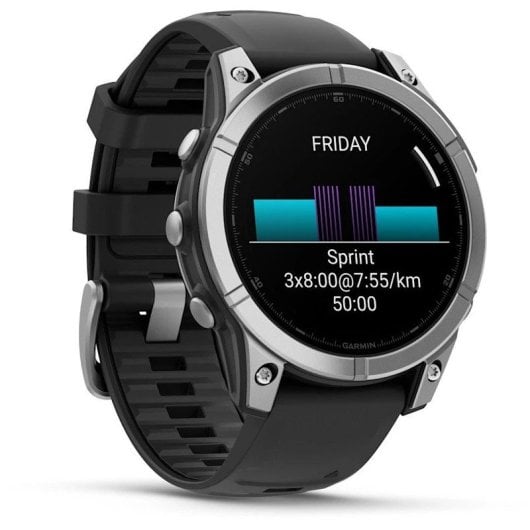 Orologio Smartwatch Garmin Fenix E 47mm in acciaio inossidabile con cinturino in silicone nero