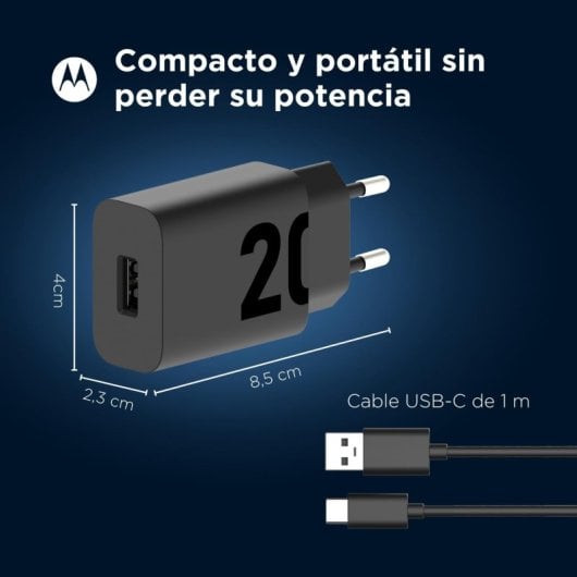Motorola TurboPower 20 SJMC202-C Caricatore di rete da USB-A a USB-C Ricarica rapida 20W Nero