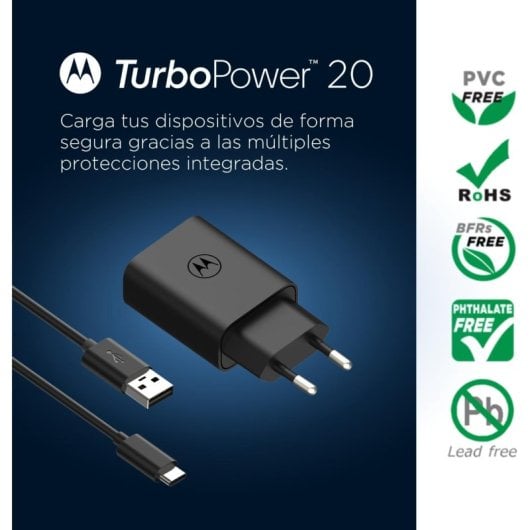 Motorola TurboPower 20 SJMC202-C Caricatore di rete da USB-A a USB-C Ricarica rapida 20W Nero